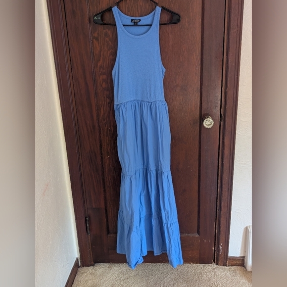 J.Crew Rib High Neck Cutaway Tank Dress Poplin Skirt Blue Size Medium - Picture 4 of 9